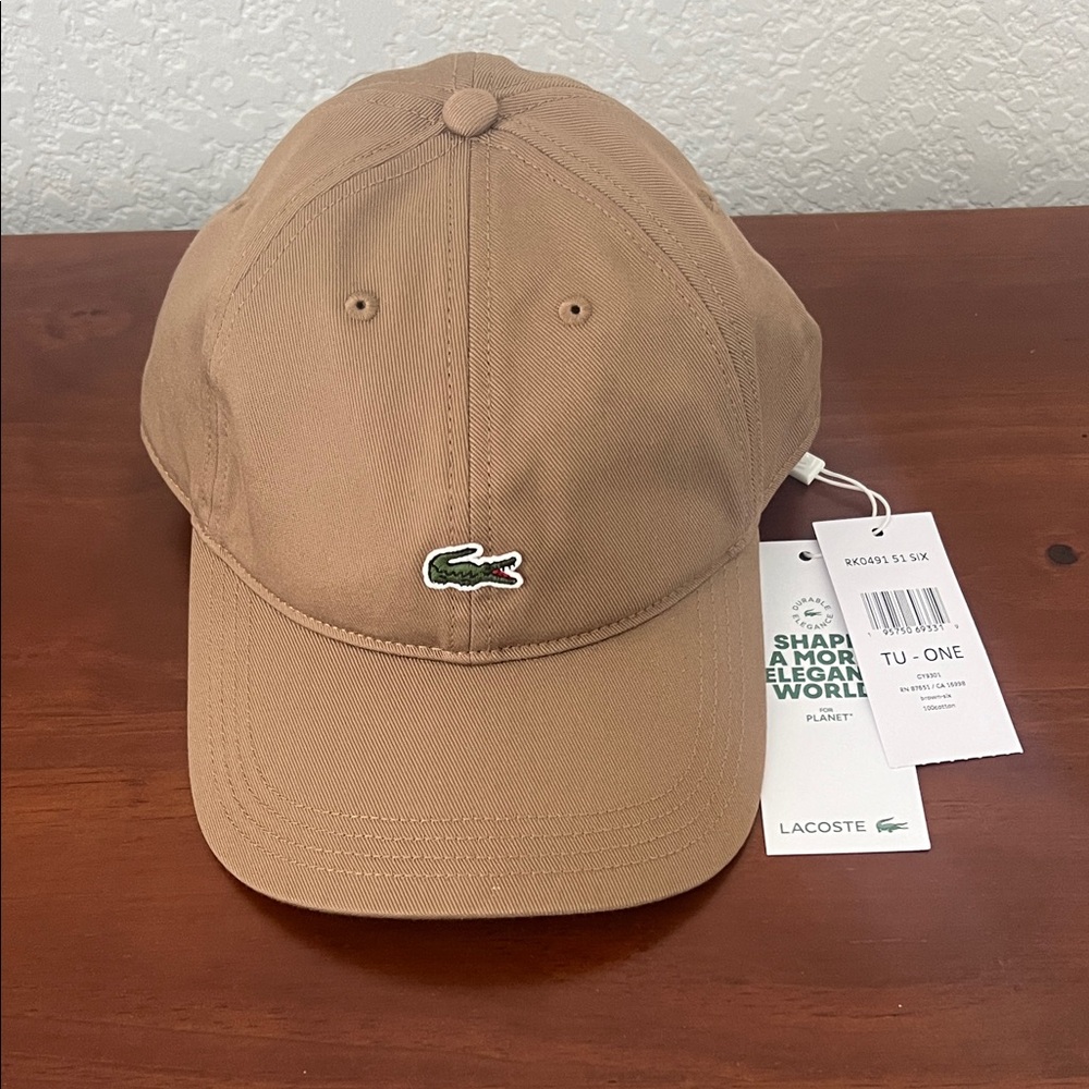 NWT Lacoste Tan Adjustable Cap